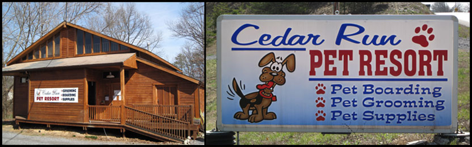 cedarrun pet resort building and sign
